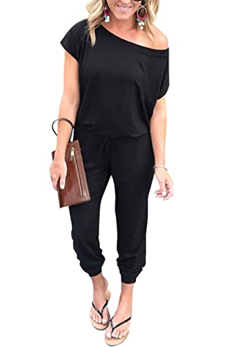 PRETTYGARDEN Jumpsuits for Women Summer Off Shoulder Romper