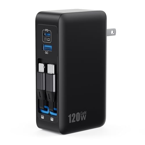 USB C Charger Block 120W with Built-in 2 Retractable | Charging & Powe - Image 2