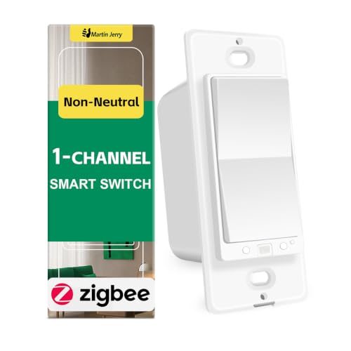 Zigbee Smart Switch no Neutral Required | 1 Channel Rocker Paddle Smart Light Switch Compatible with Alexa, SmartThings and Work with Google Home, Smart Home Devices, 1-Pack