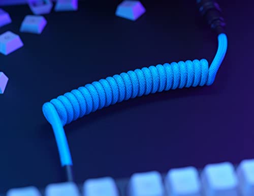 GLORIOUS Coiled Keyboard Cable – Coiled USB C Cable Artisan Braided Cables for Mechanical Gaming Keyboard Coiled Cable - Custom Keyboard Cable (Red)