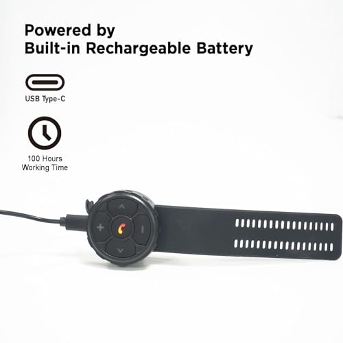 Bluetooth Media Button Remote Control IPX6 Waterproof Strap Type Wireless Controller for Car Bike Motorbike Steering Wheel Siri Call & Camera Compatible for iPhone Samsung Galaxy Any Android Device
