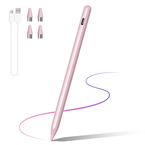 DRYMOKINI Stylus Pen, Active Stylus Pen Touch Screens Compatible for Android and i-OS Tablet/Phones, Rechargeable Universal Stylus Pencil Compatible for A-pple/i-Pad/Phone Tablet, Pink
