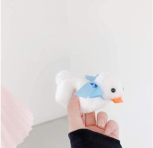 Yatchen Plush Case Compatible with AirPods Pro, Creative Cute 3D Cartoon Fur Duck Design Funny for AirPods Cover Case with Keychain Protective Case for AirPods Pro Duck White