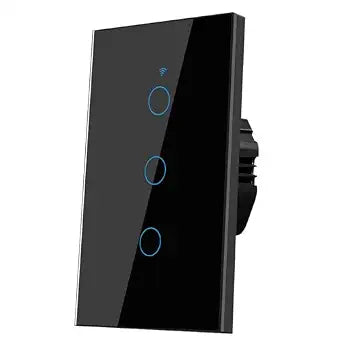 2.4GHz WiFi Smart Wall Touch Light Switch (Glass Panel, Alexa Multi-Control Compatible, Compatible with Multiple Platforms) (3 Gang)