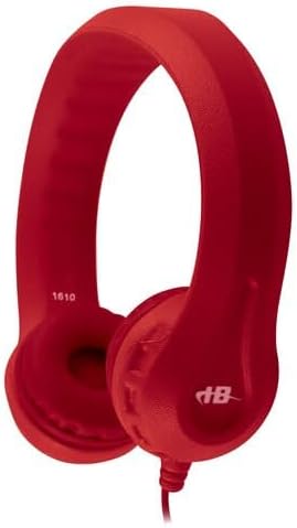 HamiltonBuhl Flex‑Phones Kids Foam Headphones 20‑Pack – Durable EVA Foam, Volume‑Limited 85 dB, Chew‑Resistant Dura‑Cord, Safe BPA‑Free Design for Classroom Use – Red