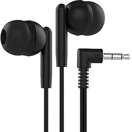 Maeline Bulk Earbuds with 3.5 mm Headphone Plug - 100 Pack Wholesale Bundle - Jet Black