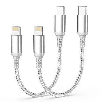 Short USB C to Lightning Cable 6 Inch, 2 Pack MFi Certified Cable