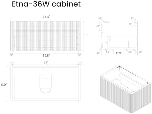 Wall Mounted Floating Bathroom Vanity with Sink Large Storage Modern Design One-Piece Sink Basin Minimalist Cabinet Built-in Overflow for Contemporary Bathrooms