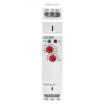 GEYA Delay On Single Function Time Relay 1 Output 16A Electronic Adjustable Power ON Timer Delay Relay Rail Modular(GRT8 A1,AC230V)
