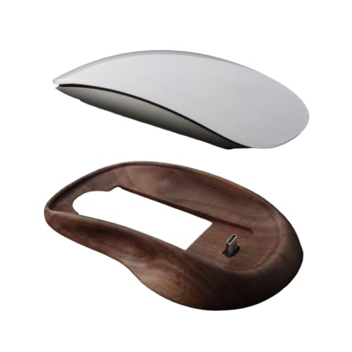 Walnut Wood Apple Magic Mouse Grip USB‑C Connector, Comfortable Ergonomic Mouse Rest, Natural Walnut Wood Construction, Perfect for Home & Office Desks