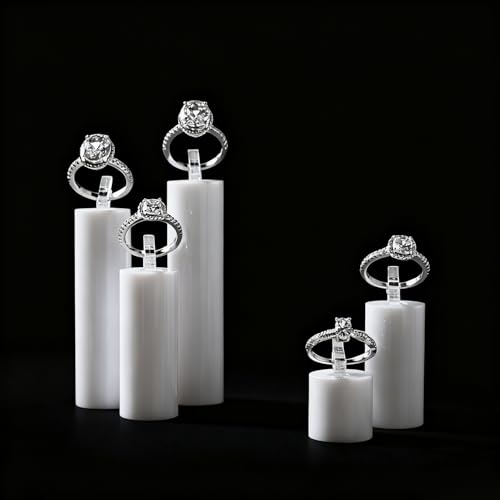 Oirlv White Acrylic Jewelry Display Stand Ring Showcase 7 PCS Holder