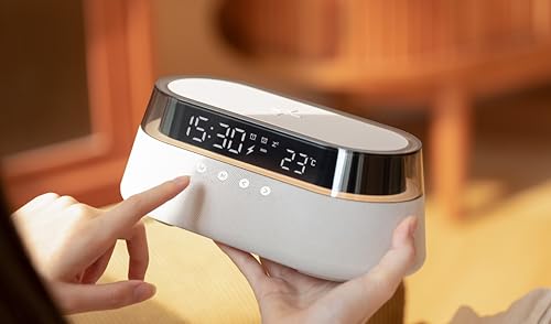 Smart Station | 6-in-1 Wireless Charging Station | Clock | Bluetooth Speaker | Lamp | Radio | Wireless Charger for iPhone Samsung Android Phone | US Plug | Birthday Gift for Men Women Mum Dad