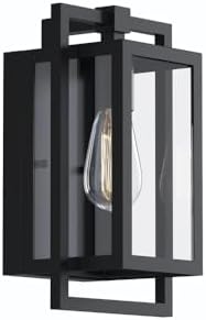 Kichler Goson 12" Outdoor Wall Light in Black, 1-Light Modern Exterior Wall Lantern with Clear Glass for Porch, Patio, Garage, (12" H x 7" W x 6" L), 59085BK