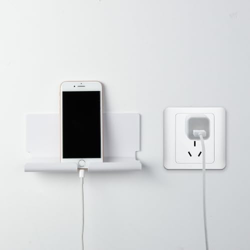 Adhesive Wall Phone Tablet Holder Mount Stand for Tablet Smartphones eReader Wall Holder Mount Shelf (White)