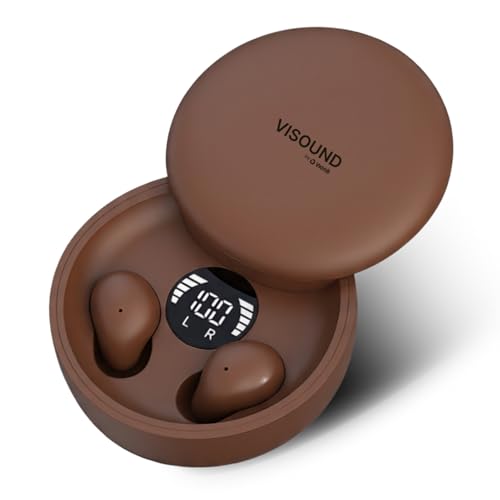 Air Skin Tones Invisible Earbuds for Small Ears - Wireless Bluetooth 5.4, Skin-Matching Mini Stemless Ear Buds, IPX5 Waterproof, Crystal Clear Calls (Warm Cocoa)
