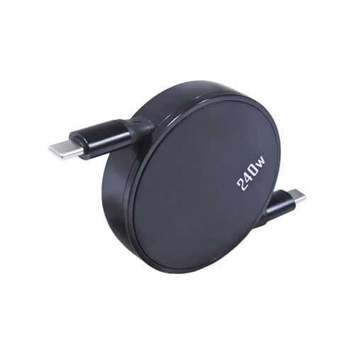 BoxWave Cable Compatible with Tronsmart Halo 100 Portable Party Speaker - PD miniSync (240W), Retractable PD 240W Portable USB Type-C Cable - Jet Black