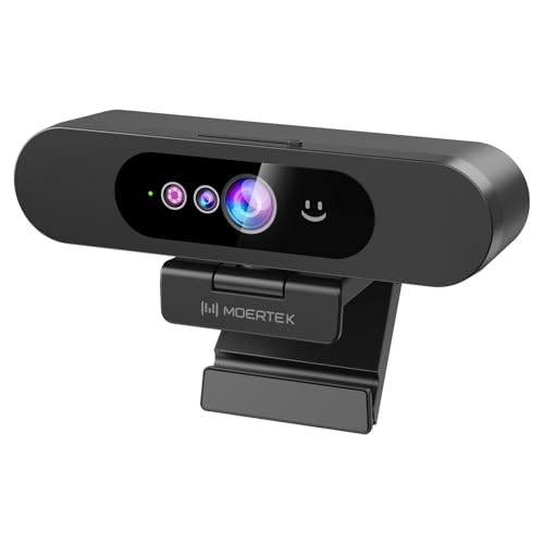 1080P Webcam with Window Hello, Noise-reducing Mic, Plug & Play, 90° Wide Angle, Built-in Privacy Cover, 360° Rotation & 90° Tilt, Perfect for Zoom, Google Meet, Microsoft Teams