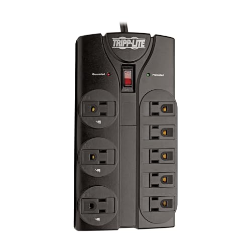 Eaton Tripp Lite TLP808B Black Flat Plug Surge Protector 8 Outlets
