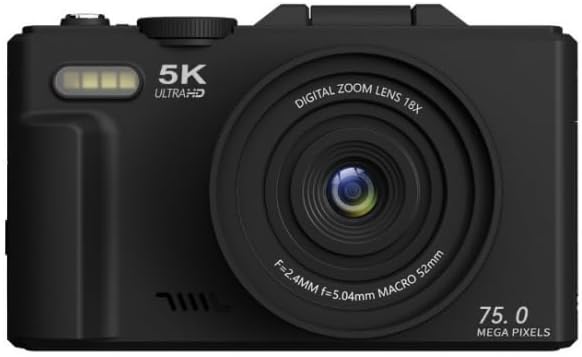 5K Digital Camera for Photography - 75MP Autofocus Vlogging Camera for YouTube with 64GB SD Card, WiFi, 18X Zoom 3" 180° Flip Screen Compact Travel Camera with 2 Batteries for Teens and Beginner