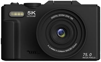 5K Digital Camera for Photography - 75MP Autofocus Vlogging Camera for YouTube with 64GB SD Card, WiFi, 18X Zoom 3" 180° Flip Screen Compact Travel Camera with 2 Batteries for Teens and Beginner