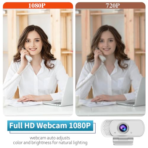 Webcam USB-C 1080P with Microphone&Privacy Cover&Tripod 110° for PC