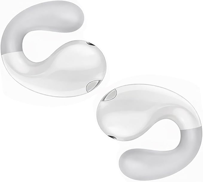 Ultra Open Ear Earbuds - Ergonomic Clip-On Earbuds, Bone Conduction Over-The-Ear Headphones with Waterproof Design and Secure Fit for Small Ears, Ivory White