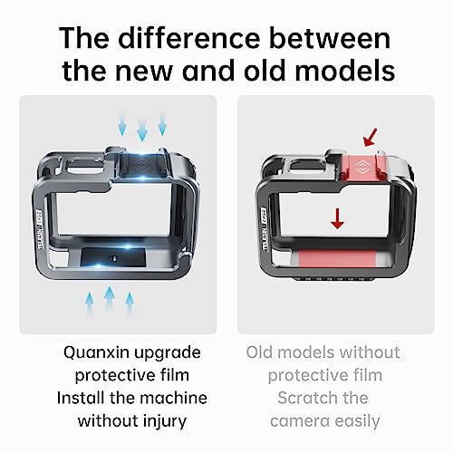 TELESIN Aluminum Case Metal Cage Protective Frame Housing for GoPro Hero 13 12 11 10 9, Fits for Go Pro When ND CPL Lens Filter Max Lens Mount on, with Cold Shoe Connect to Video Light Microphone