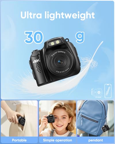 Mini Keychain Camera 4K 64MP Retro Mini Digital Camer Set with 32GB Card