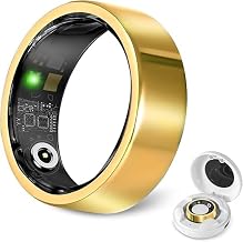 Smart Ring for Men Women, Fitness Tracker Health Ring with Sleep Monitoring, No APP Subscription, 10-Day Battery Life, Stress/Heart Rate/Women's Health Tracker, Android & iOS Compatible, Gold 9 - Image 1