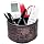 PU Leather Round TV Remote Control Holder for Table,360° Swivel Office Supply Desktop Organizer,4 Compartments Phone/Pen/Pencil Holder,Suitable for Stationery/Heater Controllers Etc (Antique)