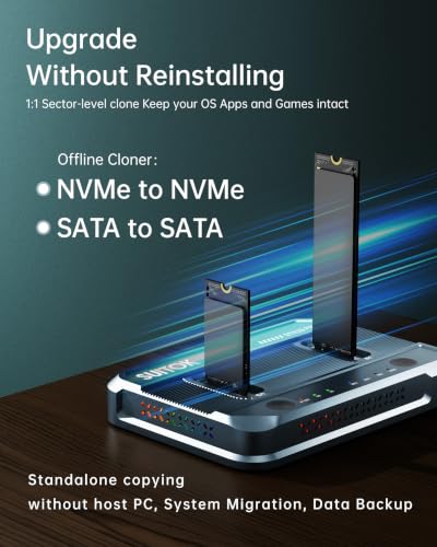 Dual-Bay M.2 SSD Cloner 20Gbps NVMe Duplicator Quadruple Cooling