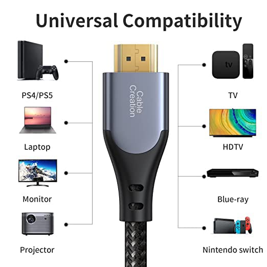 CableCreation HDMI Cable 4K@60Hz, 3ft Grey HDMI 4K Male to Male Cable, Highly-Speed 18Gbps, HDR, 3D for TV, Monitor, PS4/5, Xbox One and More