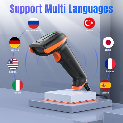 Tera Barcode Scanner 2D USB Wired: Ergonomic Handle Plug and Play, D5100Y