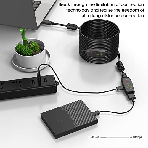 30FT Active USB Extension Cable 2.0 Male to Female with A Extension chipset Signal Booster - Active Extension/Repeate