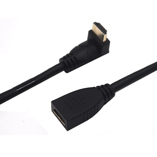 2ft 18Gbps 4K@60Hz HDMI Extension Cable, Down Angle HDMI 2.0 Male to Female Extender Adapter HD High Speed Shield Cord for Xbox HDTV PS4 PS5 Switch