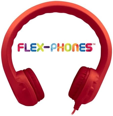 HamiltonBuhl Flex‑Phones Kids Foam Headphones 20‑Pack – Durable EVA Foam, Volume‑Limited 85 dB, Chew‑Resistant Dura‑Cord, Safe BPA‑Free Design for Classroom Use – Red