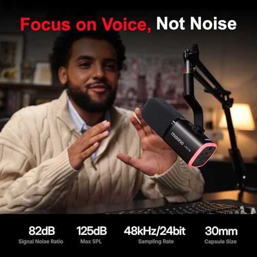 MAONO PD100W Wireless Dynamic Gaming Microphone for PC with USB-C Receiver