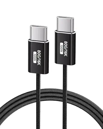 （Black,3.3FT USB C Cable Thin,USB5 80Gbps Data Cable Compatible with Thunderbolt 5/4/3,Slim Connector,100W Fast Charging,16K/8K/4K HD Video Cord for Monitor,MacBook,iPhone 17/16,Docking.