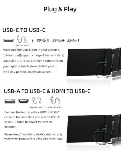Laptop Screen Extender, 14" FHD 1080P IPS Dual Lapto | Computer Access - Image 7