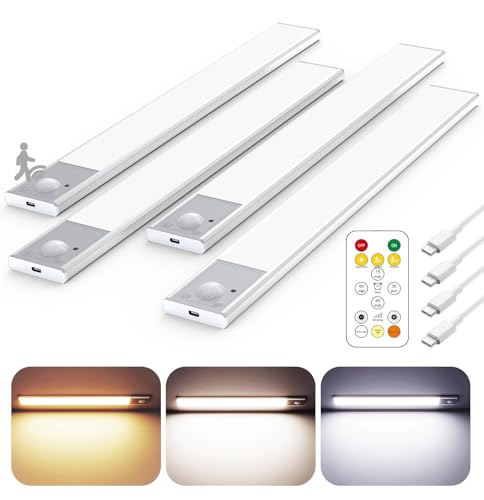 12" Under Cabinet Lighting Wireless, Remote, Motion Sensor, 4Pack, Silver - Image 2