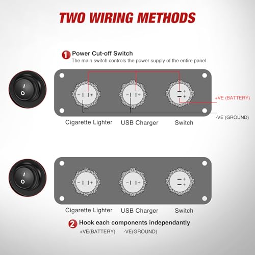 Nilight 4 in 1 Charger Socket Accessory Switch Panel On Off Rocker Toggle