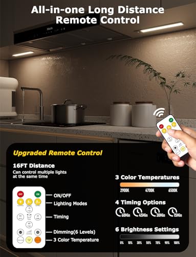 12" Under Cabinet Lighting Wireless, Remote, Motion Sensor, 4Pack, Silver - Image 3