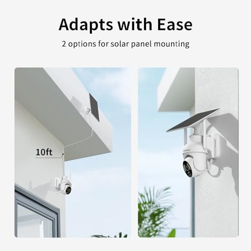 SEHMUA 2K Solar Security Cameras Wireless Outdoor, 2 Pack 360° View Pan/Tilt WiFi Security Camera Outside with Color Night Vision,Easy to Install, PIR Alarm, 2-Way Audio - Image 5