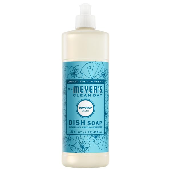 Mrs. MEYER'S Clean Day Dewdrop Scent Variety Pack, 1 Room Freshener 8 Fl Oz, 1 Liquid Dish Soap 16 Fl Oz, 1 Liquid Hand Soap 12.5 Fl Oz, 1 Multi-surface Cleaner 16 Fl Oz, Dewdrop, 1 CT