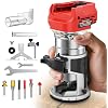 Cordless Compact Router Compatible with Milwaukee Battery, 6 Variable Speeds Router Tool for Woodworking, 800W Fixed Base Wood Router with Trim Router Bits, Tool Only