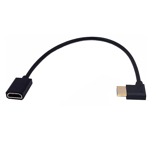 MysRuida 1ft HDMI 2.1 Extension Cable, 8K@60Hz 4K@120Hz, 48Gbps Bandwidth, 3D Vision, Supports HDR10 4:4:4, HDCP 2.2/2.3, Dolby and Dynamic HDR, Left Angle Extender Cord for PS5/PS4 Xbox HDTV Switch