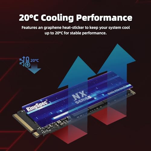 KingSpec NX Series 1TB Gen3x4 NVMe M.2 SSD, Up to 3500MB/s, 3D NAND Flash M2 2280 Internal Solid State Drive, for Desktop and Laptop