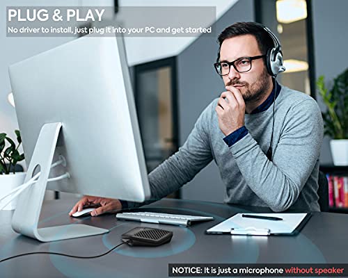 Conference USB Microphone, 360° Omnidirectional Computer Mic with Mute Button for Video Conference, Recording, Skype, Online Class, Plug & Play Compatible with Windows/macOS/PC/Laptop(JV808)