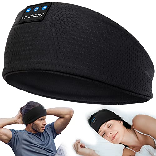 LC-dolida Sleep Headphones Headband Bluetooth 5.4, Headband Earphones Wireless with USB C Charge Port, Sleep Mask for Sleeping, Sports, Gifts, Workout, Jogging, Yoga, Insomnia, Air Travel, Meditation