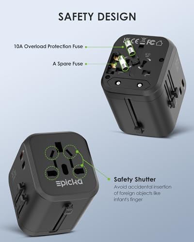 EPICKA PD 35W Universal Travel Adapter, 2AC/2USB-C/3USB-A